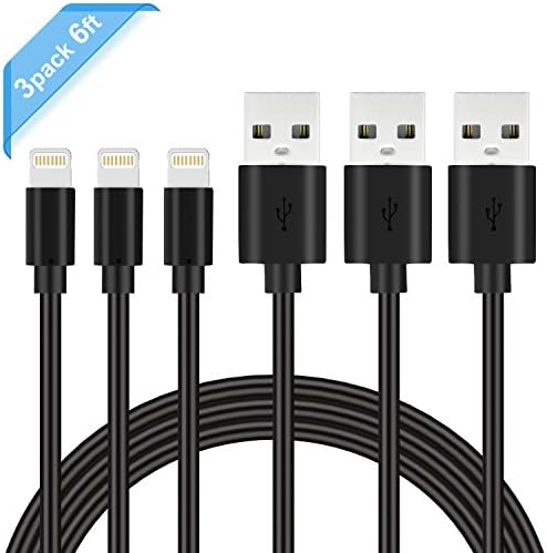 iPhone Cable Nikolable Lighting Cable iPhone Charger 3 Packs 6ft Apple Cables for iPhone X 8 8 Plus iPhone 7 7 Plus 6s 6s Plus 6 Plus 6 5s 5c 5 iPad Mini Air iPad iPod(Black)