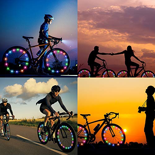 ELlight LED Bicycle Wheel Lights(2 Tires Pack) Multicolor Changing Bike Spoke Lights Cycling Decoration Safety Warning for Kids Adults Outdoor Family Night Riding
