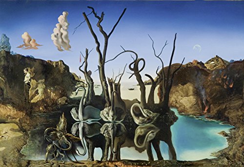 Salvador-Dali-Swans-Reflecting-Elephants-Canvas-Art-Print-Size-16x24-Non-Canvas-Poster-Print