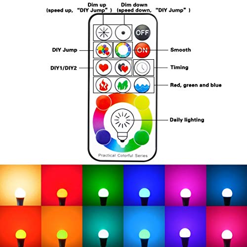 MELPO Dimmable LED Color Changing Light Bulbs with Remote Control, 10W Warm White & RGB Multi Color, 60 Watt Equivalent