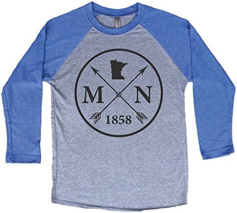 Homeland Tees Unisex Minnesota Arrow 3/4 Length Baseball Style Raglan T-Shirt