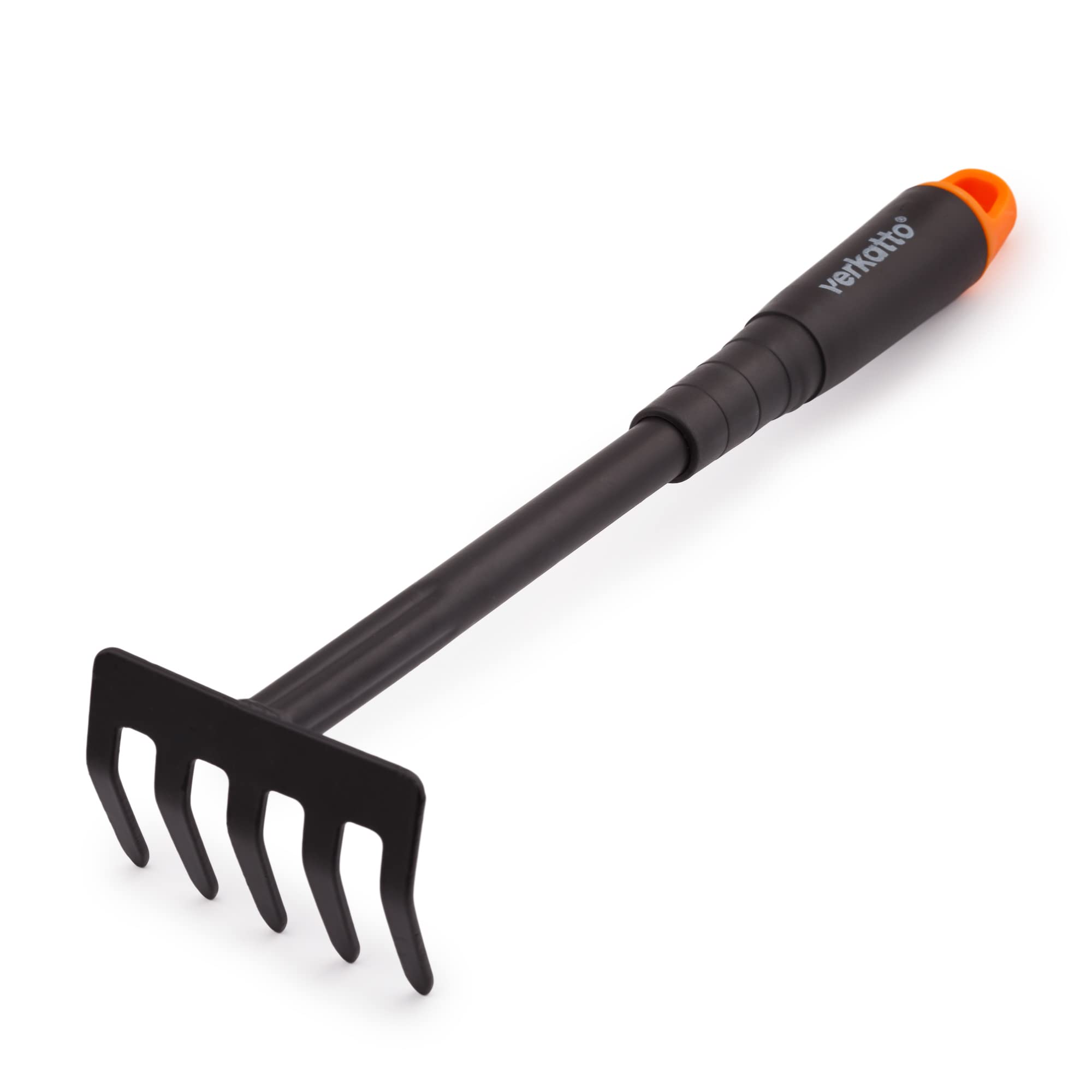 Mivos Steel Garden Hand Rake - 5 Tooth, 9cm Wide, Ergonomic Plastic Grip - Ideal for Balcony & Vegetable Garden