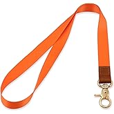 HONZUEN Lanyard, Long Neck Lanyard Key Lanyard, Id Badge Lanyard for Women and Men, Cute Cool Lanyard Strap for Car Keys, Card Holder, Whistle, Keychain, Wallet (Orange)
