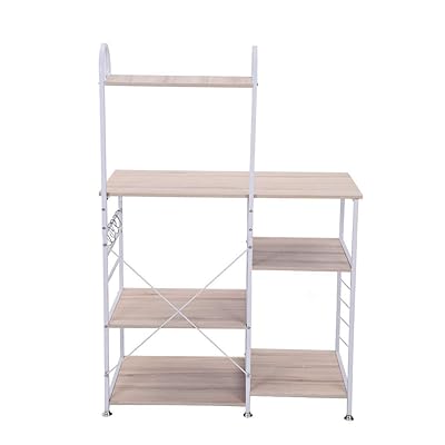 Industrial Kitchen Baker's Rack with 4-Tier Storage, Maple Cherry