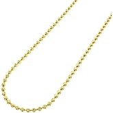 Verona Jewelers 925 Sterling Silver Moon Cut Bead Chain Necklace, 2MM 3MM 4MM-Dog Tag Ball Link Necklace, Silver Beaded Necklace in,Rhodium and Yellow Gold,Men and Women, 16-36