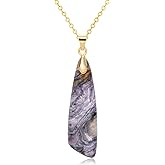Wovanoo Nature Stone Necklaces for Women Boho Pendant Necklace 18K Gold Chain Necklaces
