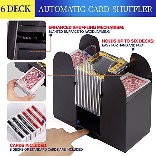 FONBEAR 6 Deck Automatic Card Shufflers (Playing Cards Included
