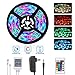DAYBETTER Led Strip Lights 16.4ft 5m 3528 RGB 300 LEDs Color Changing Kit, Led Ribbon for Home, Kitchen Light Strips Included Power Adapter for Bedroom, Party