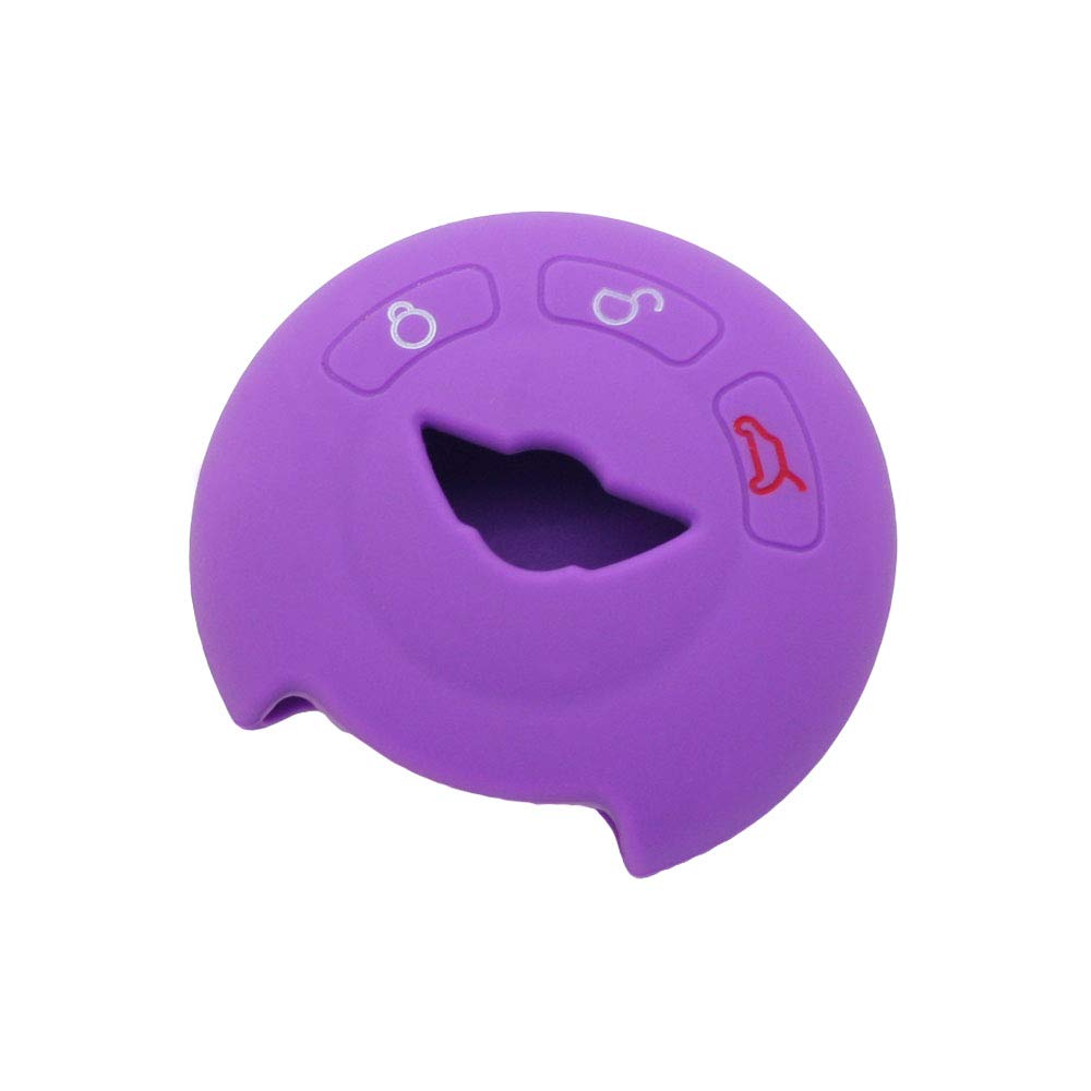 BROVACS Silicone Cover Protector Case Holder Skin Jacket Compatible with MINI Cooper 3 Button Round Smart Remote Key Fob CV9905 Purple