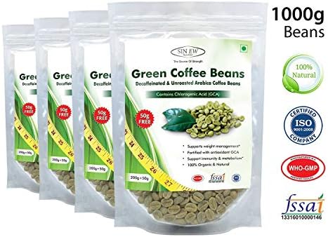 Sinew Nutrition Green Coffee Beans 800g + 200g Free (250g x 4 PC) for Weight Management