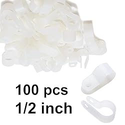 100 Pack 1/2 inch Rope Light Clips, P-Style Rope