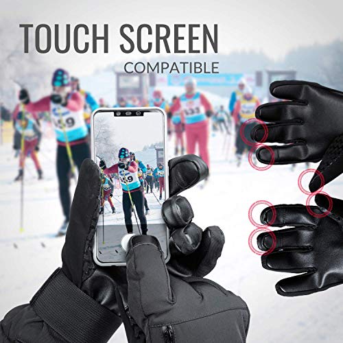 Ski Gloves Men&Women,devembr Snowboard Gloves 3M Thinsulate Insulation(Black,S) - Thumbnail 3