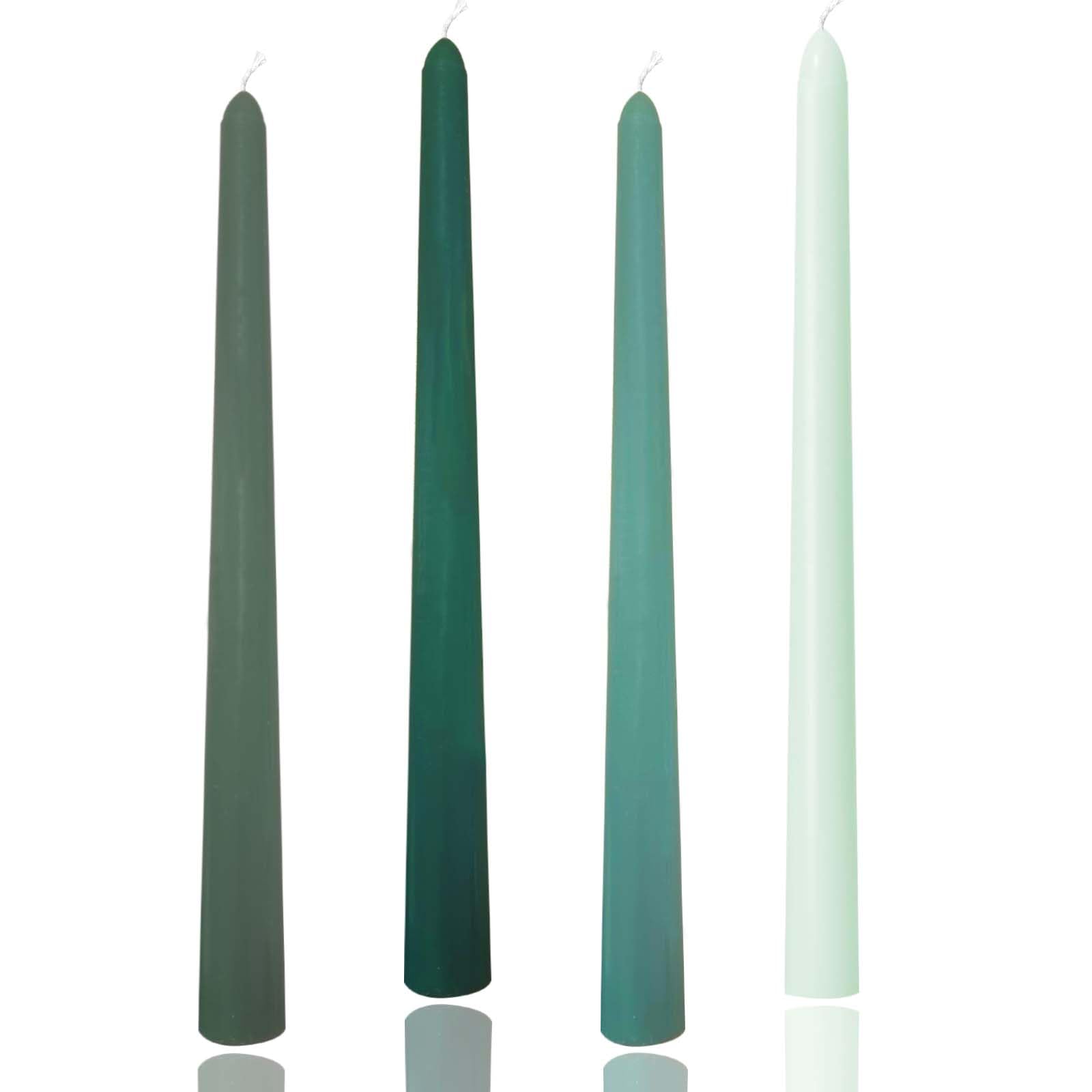 Photo 1 of 10 inch Green Gradient Taper Candles,Set of 4 Tapered Candle, Tall Candlesticks,Conical Stick Candles,Smokeless,for Home Dinner, Party, Wedding, Halloween, Christmas (Green Series, 10inch)