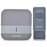 ABLEGRID Portable Wireless Doorbell with 900-feet, 52 Chimes, IP44 Waterproof Transmitter, 4-Level Volume with LED Indicator Doorbells, No Batteries Required for Receiver ( FX-B13-2 )