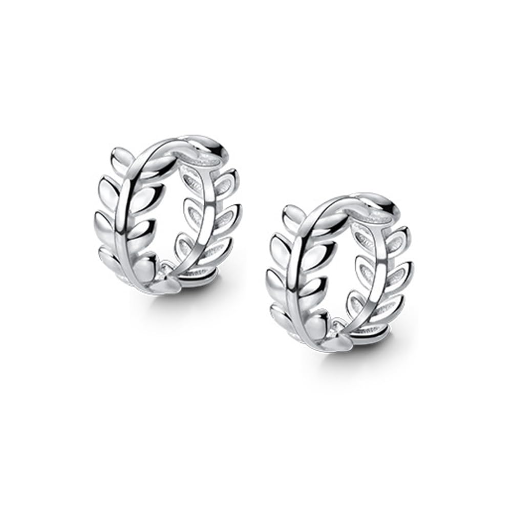 Cartilage Tiny Small Hoop Earrings for Women Girls 925 Sterling Silver Leaf Round Tragus Piercings Endless Hoops 8mm