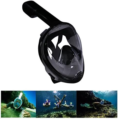 180° Snorkel Mask for Adults and Youth. Happycell Full Face Diving Mask Free Breathing Design. Best Snorkeling Experience with Anti-fog and Anti-leak Technology (Black, Small/Medium)