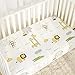 TILLYOU 2 Pack Fitted Crib Sheet Set - 100% Natural Cotton Toddler Bed Mattress Sheets,Standard 28”x 52”, Gray Dino&Woodland Animals