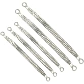 Universal Flat Braided Copper Ground Strap,Professional Vehicle Grounding Cable Straps with Terminals Plugs,Tinplate Silver Color Automotive Engine Copper Ground Strap for Most Cars