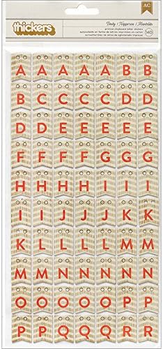 American Crafts Thickers Doily Wood Printed Chipboard Alphabet Stickers