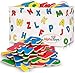 Premium ABC Refrigerator Magnets + Hanging Storage Basket - 83 Brightly Colored Wooden Magnetic Letters – Educational Alphabet Gift & Preschool Learning – Upper & Lowercase + Extra Vowels