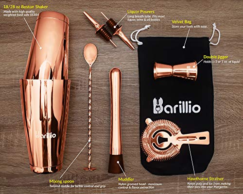 Copper Boston Shaker Cocktail-Shaker-Set, professionelles Barkeeper-Set mit beschwertem Martini-Mixer, Hawthorne-Sieb… – Bild 3