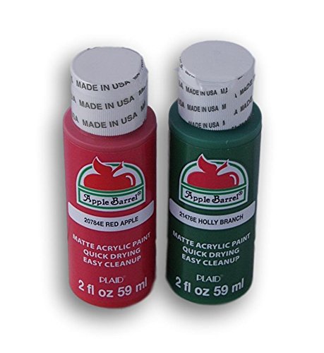 Apple Barrel Acrylic Paint Classic Christmas Set - Red Apple and Holly Branch Green (2 Ounces Each)