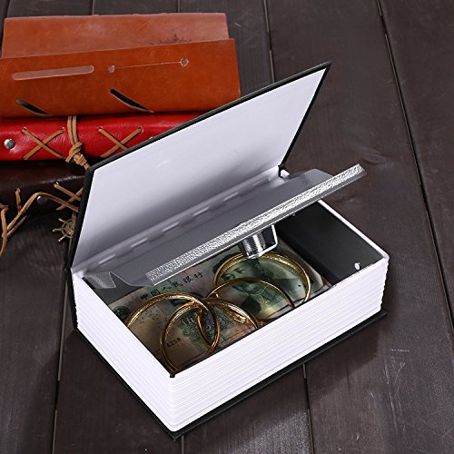 Homevol Safe Lock Box,Home Security Steel Dictionary Book Diversion Jewellery/Coins/Money/Valuables Safe Box with Key Lock (Black)