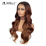 NOBLE Brown Lace Front Wigs Natural Wave Long Wavy Wigs Synthetic 360 Lace Frontal Wigs for Women Free Part Pre Plucked (29inches, TT4/3427)
