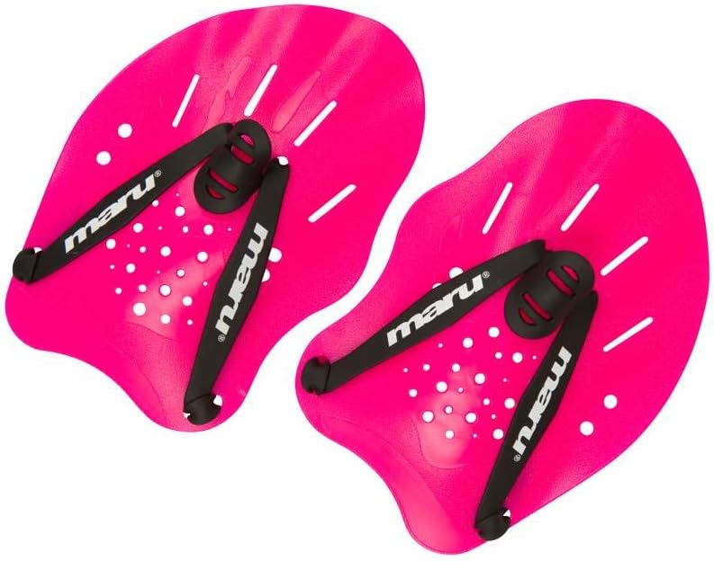 MARU Hand Paddles Pink – One-Size Swimming Paddles with Adjustable Straps