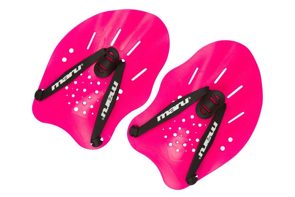 MARU Hand Paddles for Swimming Training (Pink) – One-Size Swimming Paddles for Strength, Technique & Power – Adjustable Straps & Dual Hold Positions – Trusted by Coaches