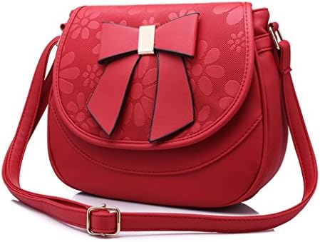 Shoulder Bag with Bow Soft Ladies Saddle Bag Crossbody bag Red