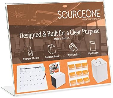 SOURCEONE.ORG Deluxe 17 Wide x 11 Tall Slant Back Clear Thick Acrylic Sign Holder - Brochure Holder (5 Pack)