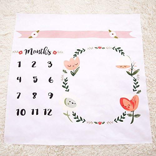 Newborn Baby Milestone keepsake Blanket Baby's First Year Monthly Milestone Personalized Photography Props Shoots Backdrop Cloth (flowers)
