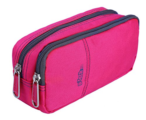 Pencil case for girls with double zipper (pink)