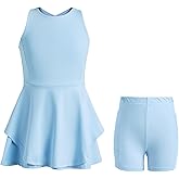 Handfrog Kids Girls Tennis Golf Dress Outfit Sleeveless Dress with Shorts Pockets 2 Piece Sport Athletic Sets