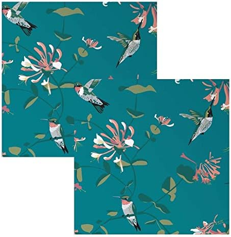 LS Collection 2 Sheets of Quirky Designer Teal Honeysuckle and Hummingbirds Gift Wrap Wrapping Paper