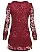 Laksmi Fall Tops Blouses, Womens Wine Sheer Long Sleeve Tops Scoop Neck A line Sexy Floral Lace Tunic Shirt,Wine Large