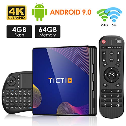 Android-90-TV-Box4G64Gcon-Mini-Teclado-inalmbirco-con-touchpad-RK3318-Quad-Core-64bit-Cortex-A53-Wi-Fi-Dual-5G24GBT-41-4K2K-UHD-H265-USB-30-Smart-TV-Box