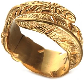 LANCHENEL Anneaux En Plumes D'or Vintage En Acier Titane Pour Homme