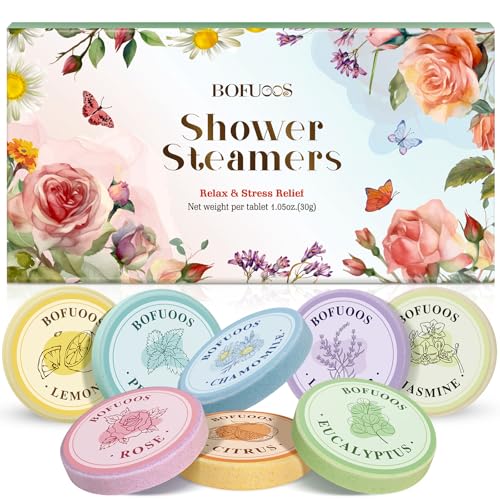 Bofuoos Shower Steamers Aromatherapy – Birthday Gifts for Women Teen Girls Mom, Natural Essential Oils Bath Bombs for Relaxation Home SPA, Christmas Stocking Stuffers White Elephant Gifts for Adults
