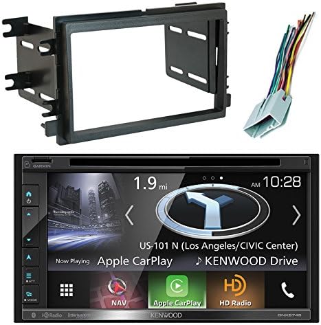 Kenwood DNX574S Resistive Panel Navigation Double-DIN DVD CD AM/FM Bluetooth HD Radio Car Audio Receiver, Scosche FD1426B Dash Kit Install Kit, w/ FD23B Radio Wire Harness (Fits 2004-Up Select Ford)
