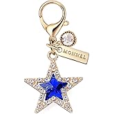 MONNEL MC705 Little Crystal Christmas Star Lobster Clasp 3D Charm for Women with Velvet Bag (Blue,1 Piece)