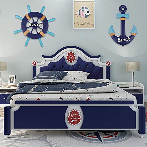 Meching-2-Pack-13-Nautical-Beach-Wooden-Ship-Wheel-and-13-Wood-Anchor-with-Rope-Nautical-Boat-Steering-Rudder-Wall-Decor-Door-Hanging-Ornament-Beach-Theme-Home-DecorationNavy-Blue Meching 2 Pack 13" Nautical Beach Wooden Ship Wheel and 13" Wood Anchor with Rope Nautical Boat Steering Rudder Wall Decor Door Hanging Ornament Beach Theme Home Decoration(Navy Blue)