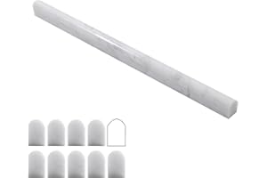 Lovdeco Carrara White 3/5" X 12" Marble Pencil Liner Tile, Edge Trim Molding for Shower and Backsplash, Bullnose Tile Trim Polished, 10 Pcs/Box