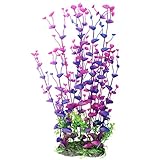 Pawliss Aquarium Decor Fish Tank Decoration Ornament Artificial Plastic Plant Purple Large 16inch