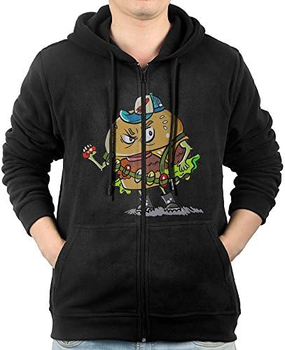 Angry Burger Armed Hamburger Men's Zip Hoodie Jacket With Pocket