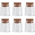Danmu 50ml Mini Glass Bottles, Mini Bottles, Jars with Wood Cork Stoppers, Wish Bottles, Message Bottles for Wedding Favors, Baby Shower Favors, DIY Craft 6 Pack