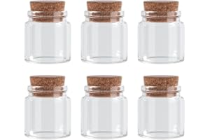 Danmu 50ml Mini Glass Bottles, Small Jars with Wood Cork Stoppers, Message Bottles for Wedding Favors, Baby Shower Favors, DIY Craft,Gift Making 6 Pack