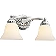 7Pandas Bathroom Vanity Light Fixtures, 2-Light Chrome Wall Sconce Lighting, Modern Wall Lights with Frosted Glass Shade, Porch Wall Lamp for Living Room, Bedroom, Restroom, Hallway