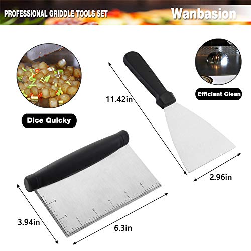 Wanbasion GP-81007 7 Pieces Professional Grill Griddle Accessories Scraper BBQ Tool Kit - Heavy Duty Stainless Steel Spatula Turner Set - Great for Flat Top Cooking Camping Tailgating - Thumbnail 3